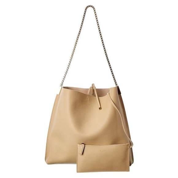 Saint Laurent Suzanne Beige Calfskin Leather Chain Hobo - Picture 1 of 9